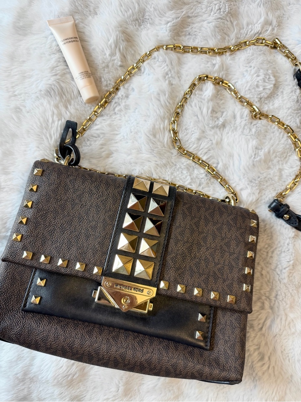 Michael Kors CeCe Bag - Brown Leather-Trim Studded Purse